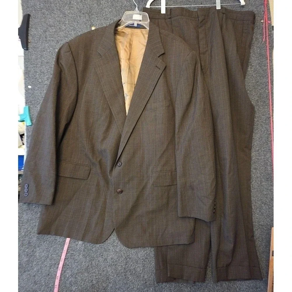 Chaps Ralph Lauren Suit Mens 52 Brown Wool Check 2 Piece Jacket Pants Canada